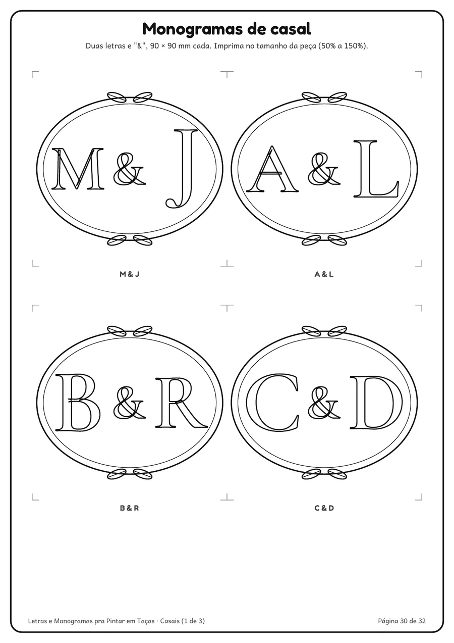 Página de monogramas de casal com 